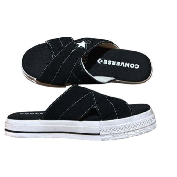 Converse | NWT One Star Criss Cross Black And White Sandals | Woman's Size 8 - Picture 11 of 12